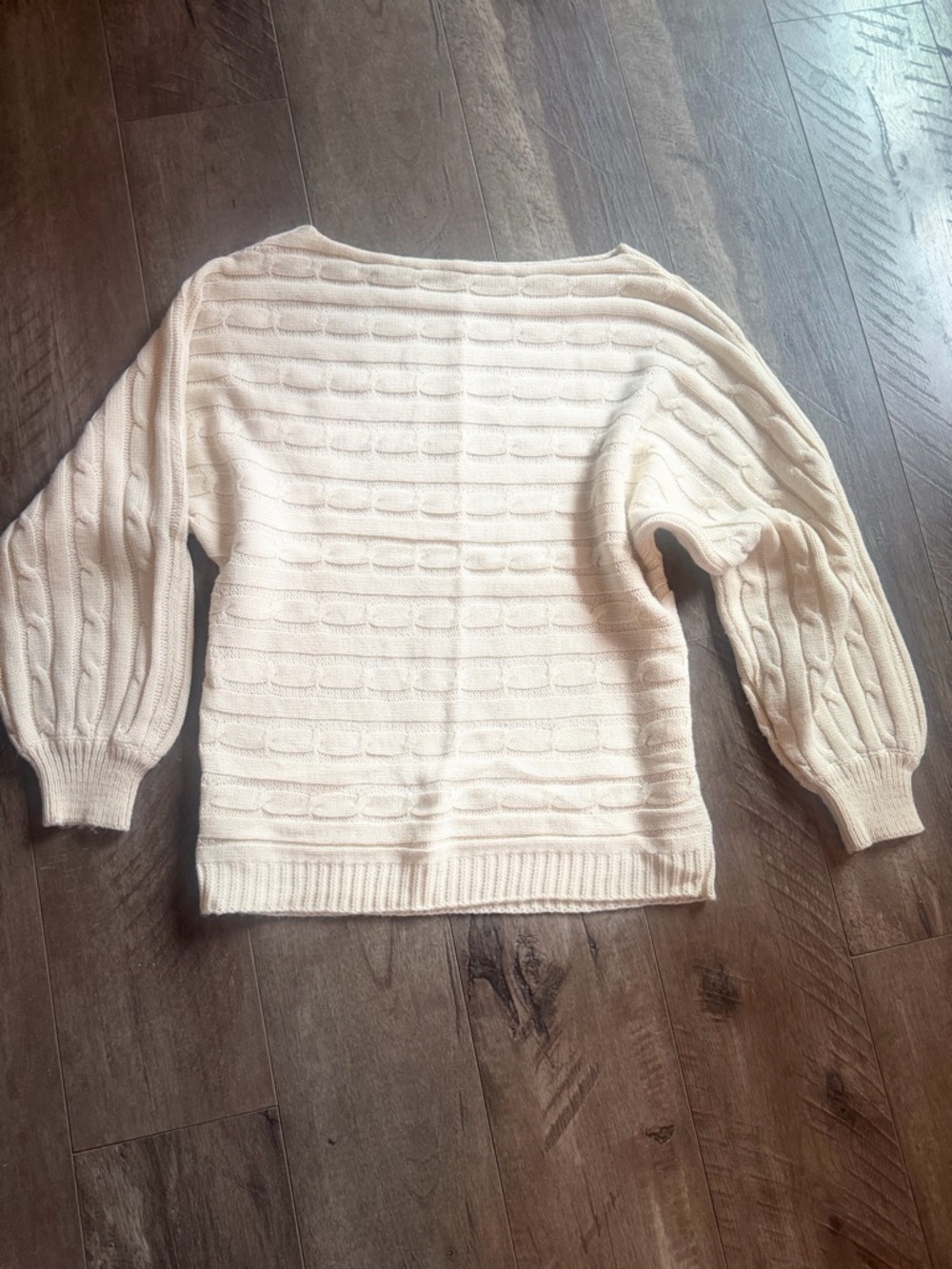 SHEIN Cream Cable Knit Boatneck Sweater